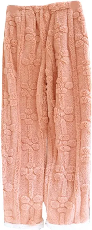 Sunward Cashmere Soft Winter Pajama Pants for Women Thermal Fuzzy Fluffy Coral Pajama Bottoms Fleece Loose Comfy Pants