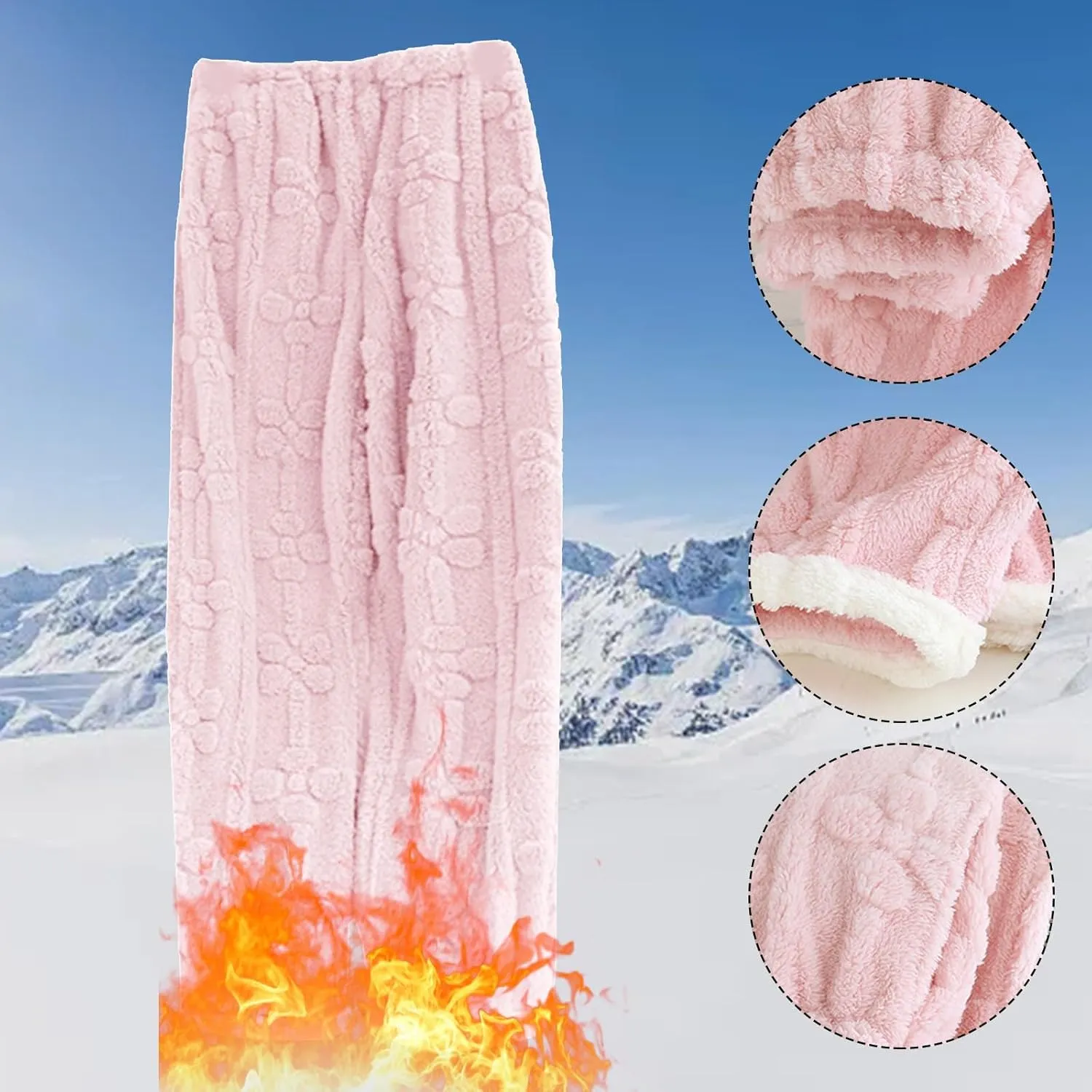 Sunward Cashmere Soft Winter Pajama Pants for Women Thermal Fuzzy Fluffy Coral Pajama Bottoms Fleece Loose Comfy Pants