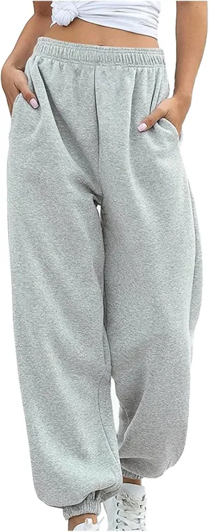 Sweatpants Women 2024, High Waisted Wide Leg Sweatpants Women Baggy Joggers with Pockets Workout Lounge Trousers