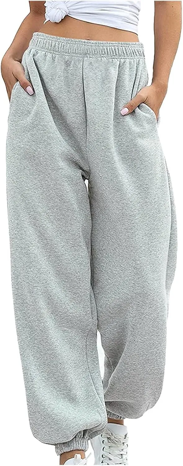Sweatpants Women 2024, High Waisted Wide Leg Sweatpants Women Baggy Joggers with Pockets Workout Lounge Trousers