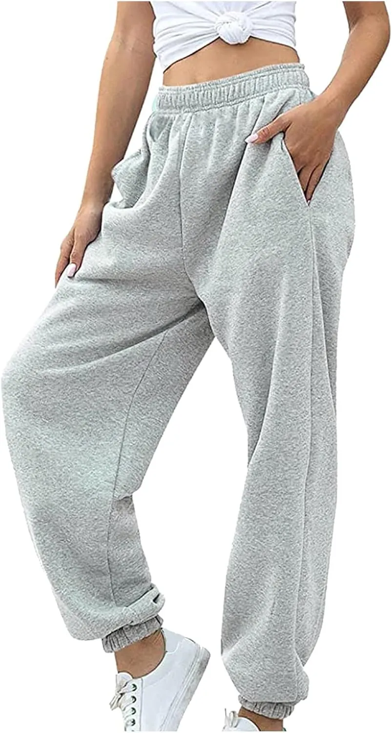 Sweatpants Women 2024, High Waisted Wide Leg Sweatpants Women Baggy Joggers with Pockets Workout Lounge Trousers