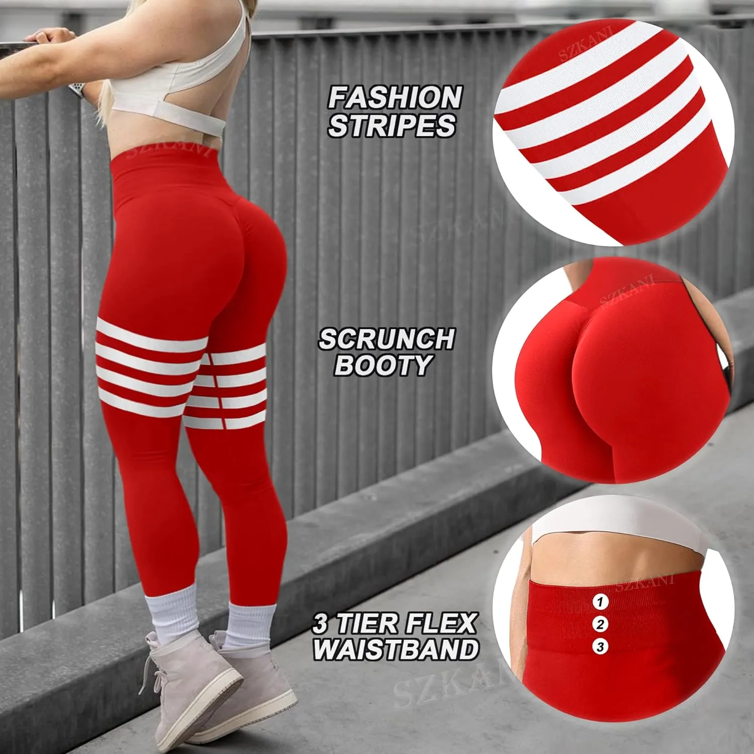 SZKANI Workout Leggings for Women Scrunch Butt Lifting Leggings Booty High Waist Yoga Pants Seamless Gym Tights