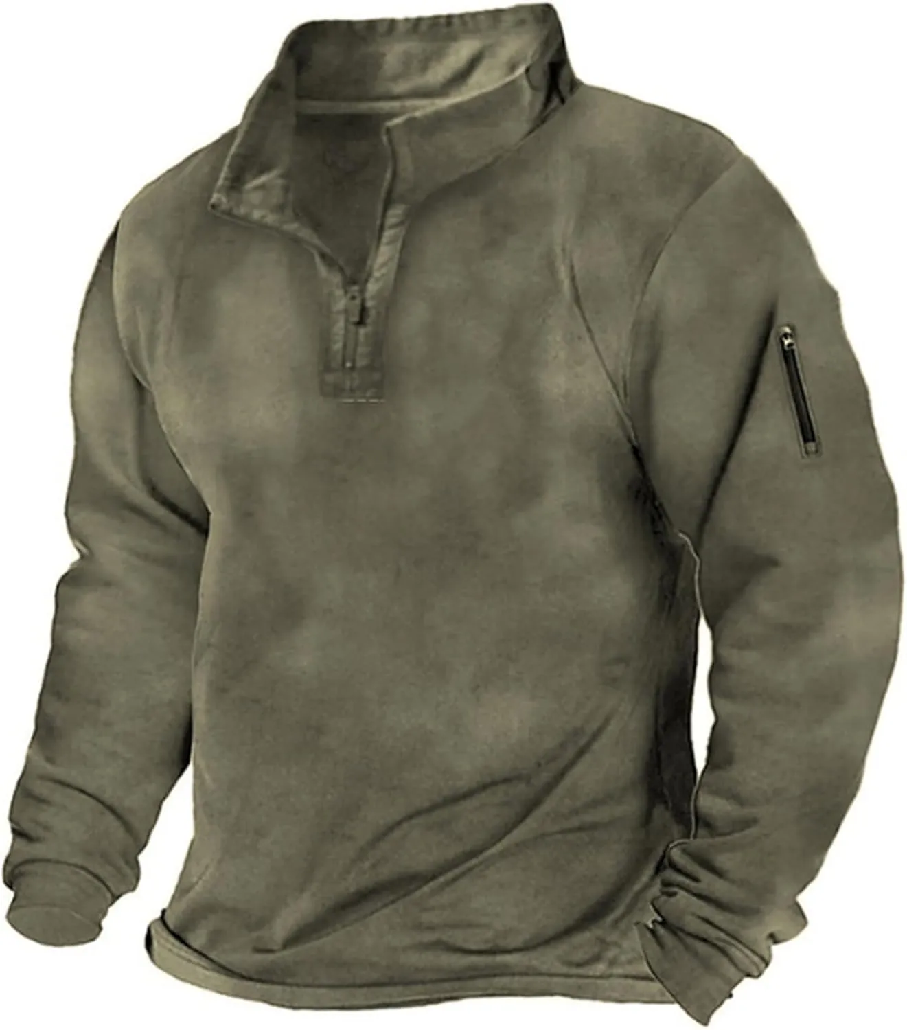 Tactical Pullover for Men Stand Collar Quarter Zip Pullover 1/4 Zip Long Sleeve Combat Shirts Outdoor Warm Sweatshirt