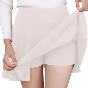 Tennis Skorts for Women Summer Casual Basic Versatile Golf Skort Stretchy Flared Pleated Mini Skater Skirt with Lined