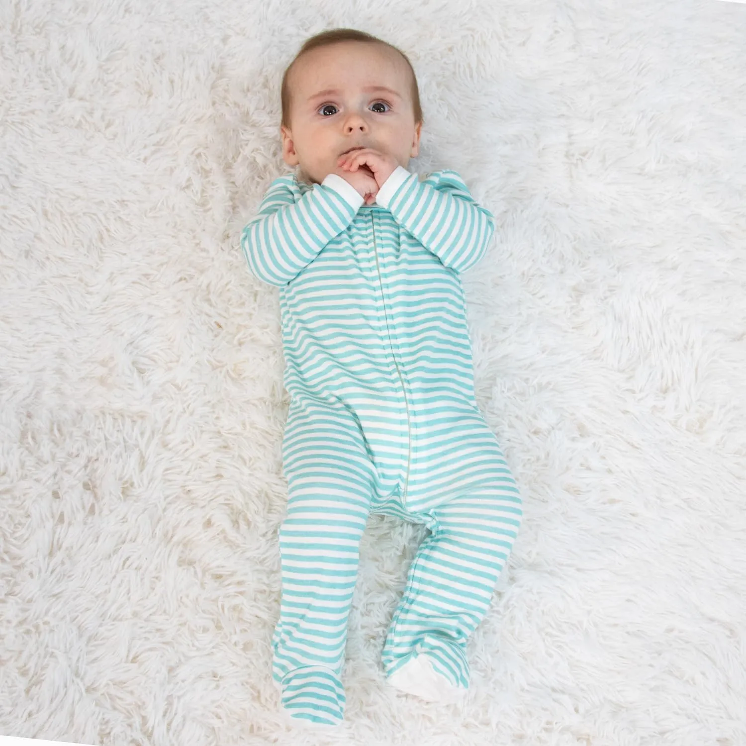 The Peanutshell Baby Sleepers for Boys or Girls Set of 3 - Soft Cotton Unisex Footed Pajamas for Newborns - Celestial
