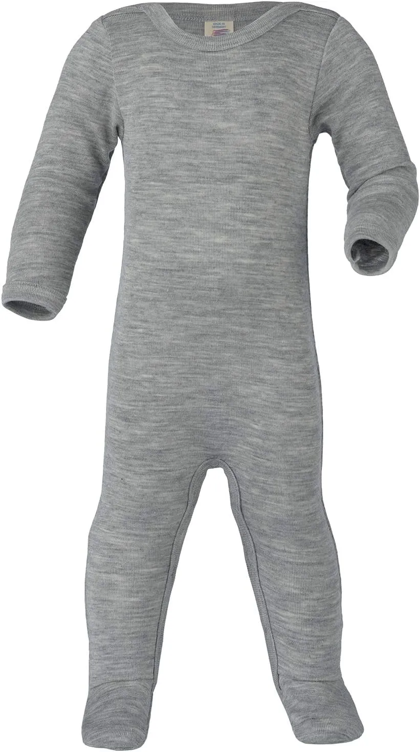 Thermal Footed Romper: Organic Wool Silk Footie with Long Sleeves for Baby Boys or Girls