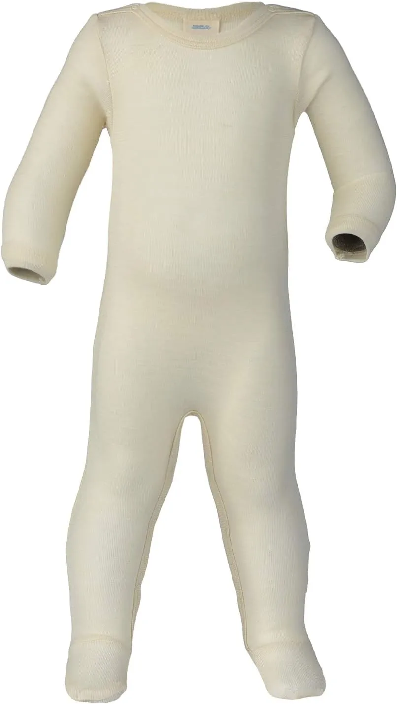 Thermal Footed Romper: Organic Wool Silk Footie with Long Sleeves for Baby Boys or Girls