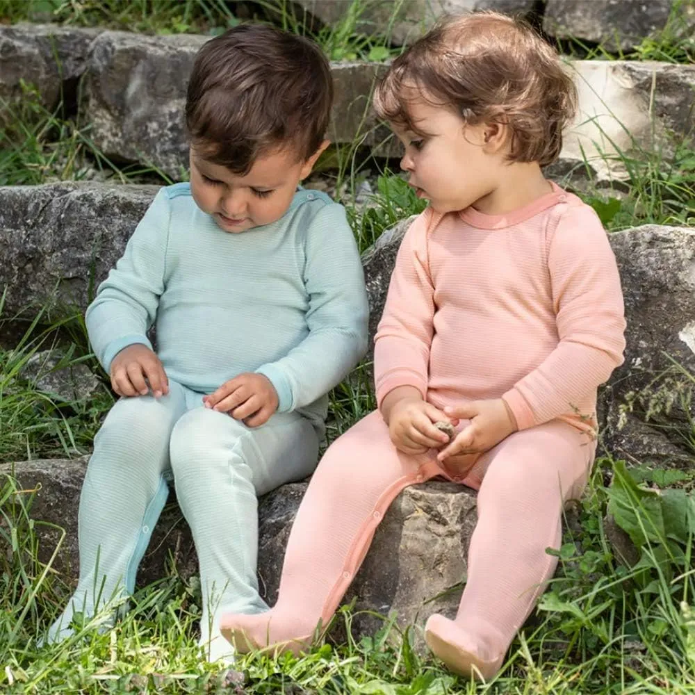 Thermal Footed Romper: Organic Wool Silk Footie with Long Sleeves for Baby Boys or Girls