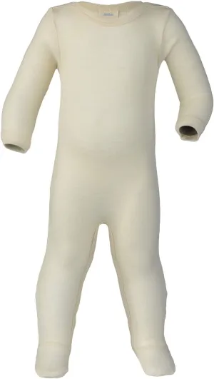 Thermal Footed Romper: Organic Wool Silk Footie with Long Sleeves for Baby Boys or Girls