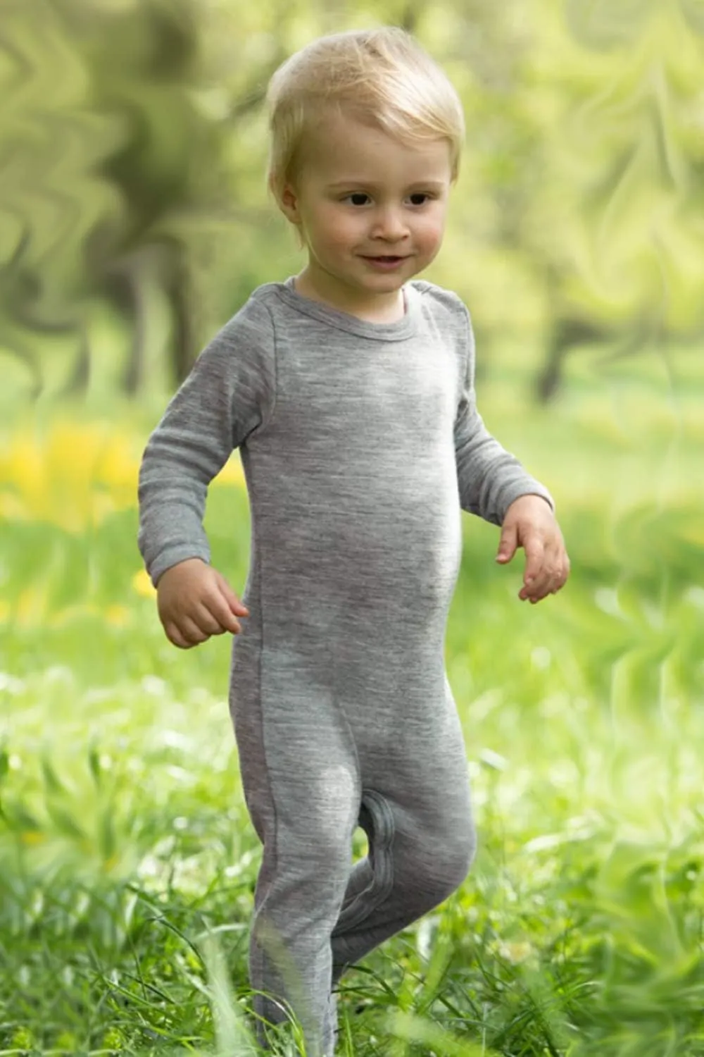 Thermal Footed Romper: Organic Wool Silk Footie with Long Sleeves for Baby Boys or Girls