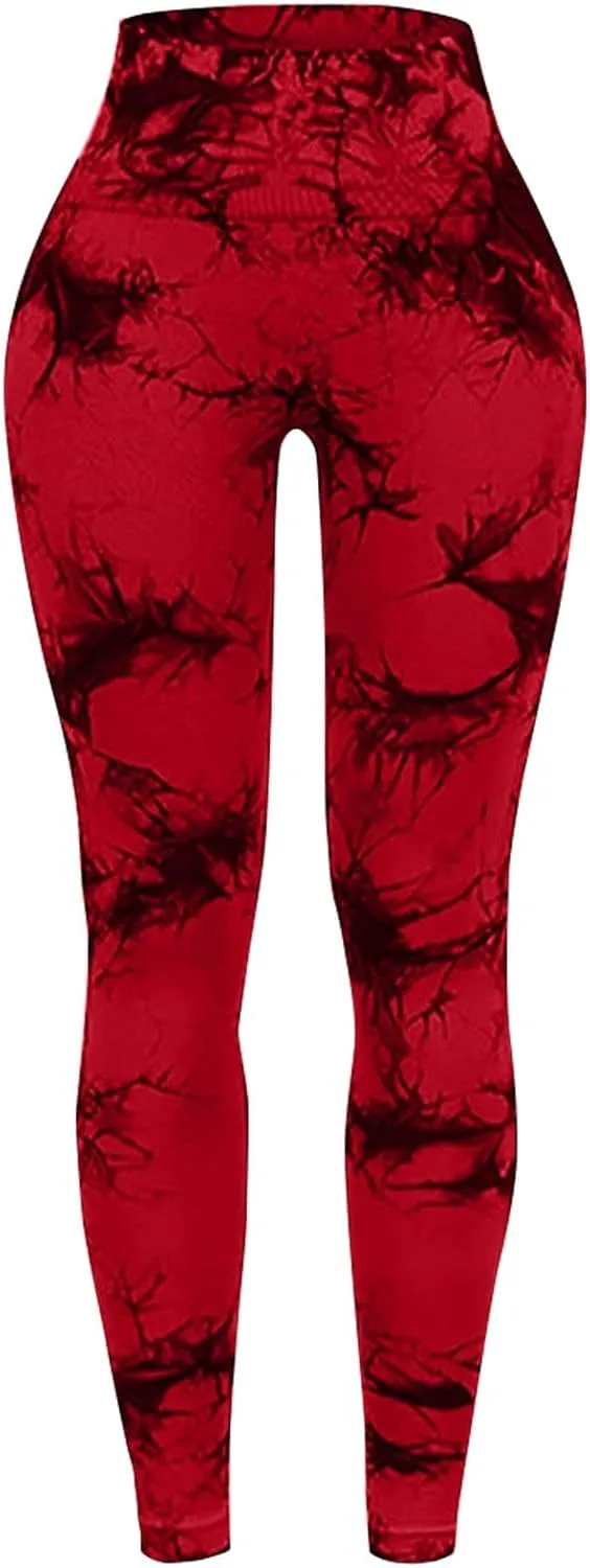 Tie Dye Seamless Leggings for Women High Waist Yoga Pants - Exercise Pants for Running Cycling Yoga Workout
