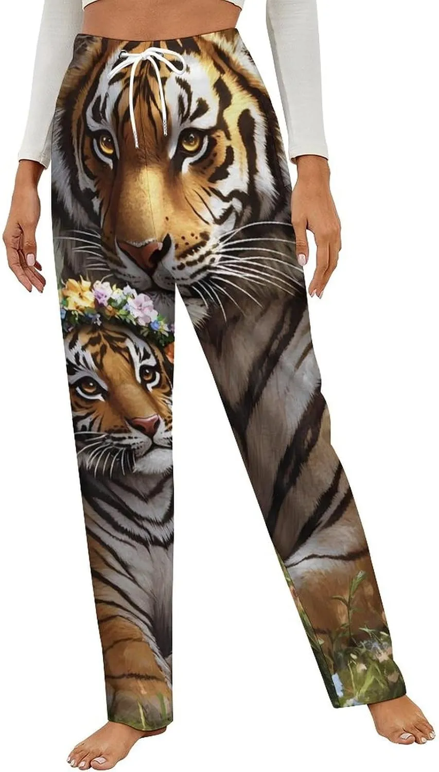 Tiger Women's Pajama Pants Fleece Warm Pj Bottoms Sleepwear Lounge Pants Loungewear