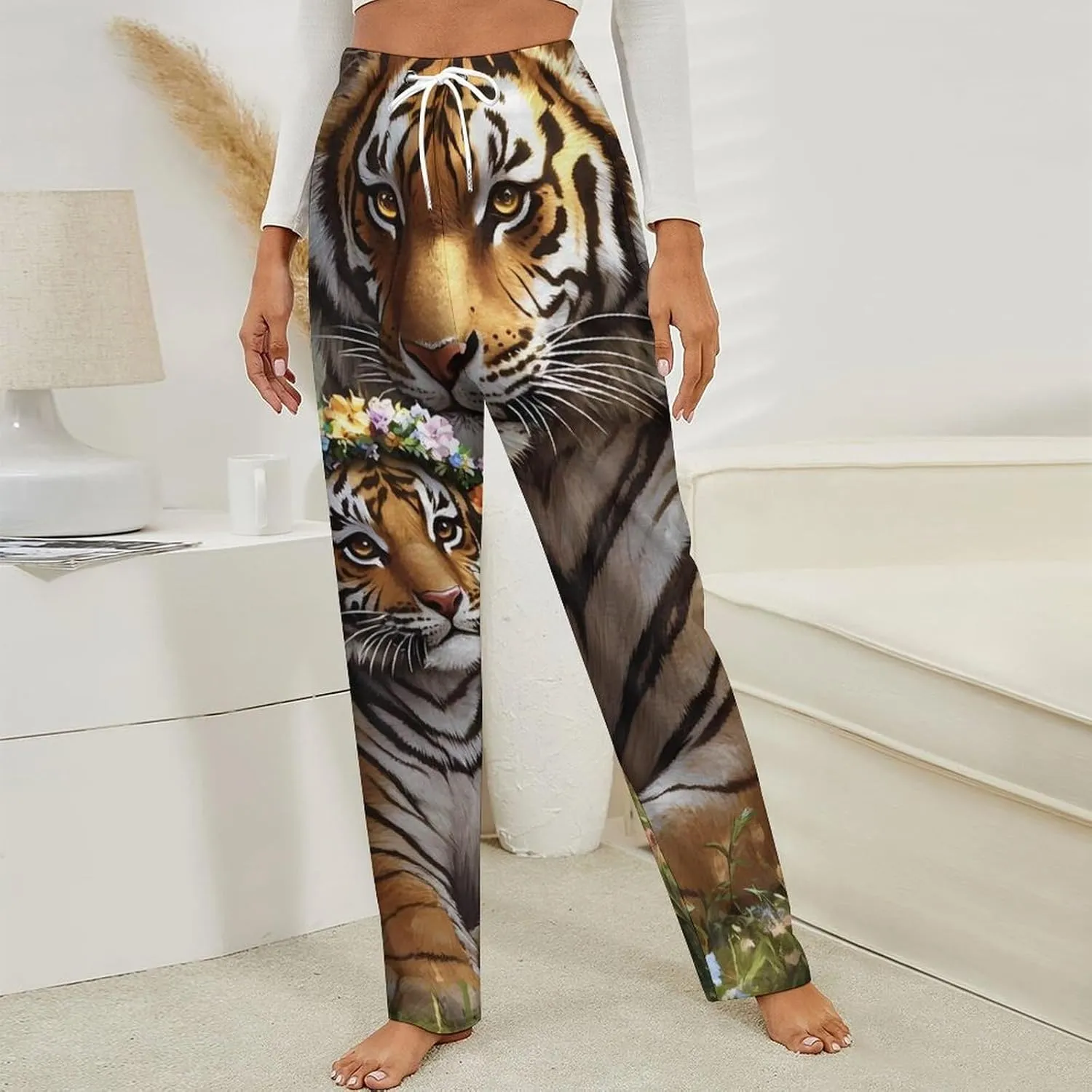 Tiger Women's Pajama Pants Fleece Warm Pj Bottoms Sleepwear Lounge Pants Loungewear