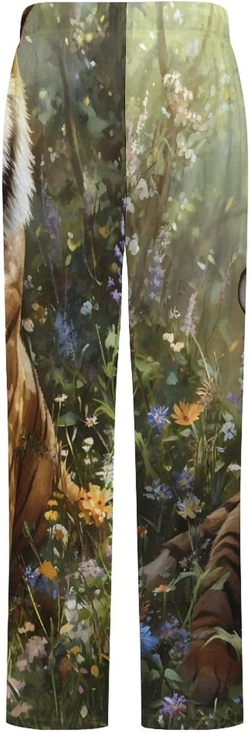 Tiger Women's Pajama Pants Fleece Warm Pj Bottoms Sleepwear Lounge Pants Loungewear