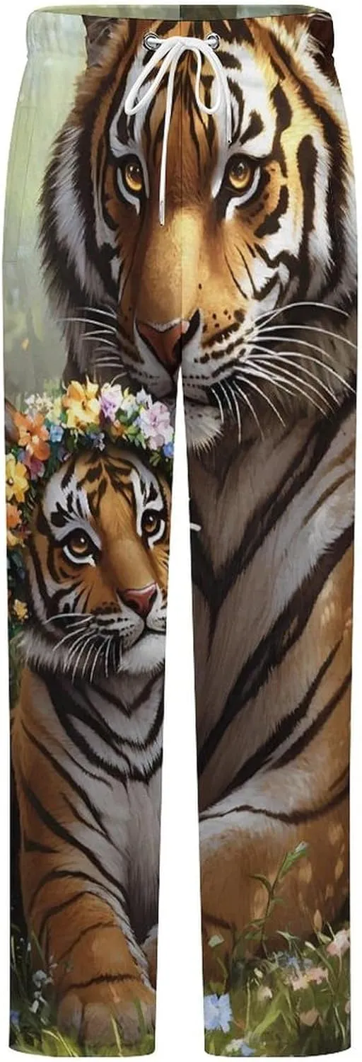 Tiger Women's Pajama Pants Fleece Warm Pj Bottoms Sleepwear Lounge Pants Loungewear