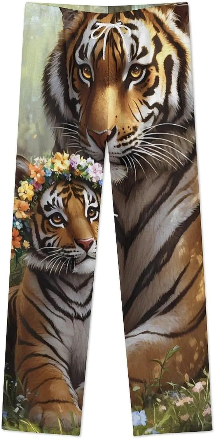 Tiger Women's Pajama Pants Fleece Warm Pj Bottoms Sleepwear Lounge Pants Loungewear