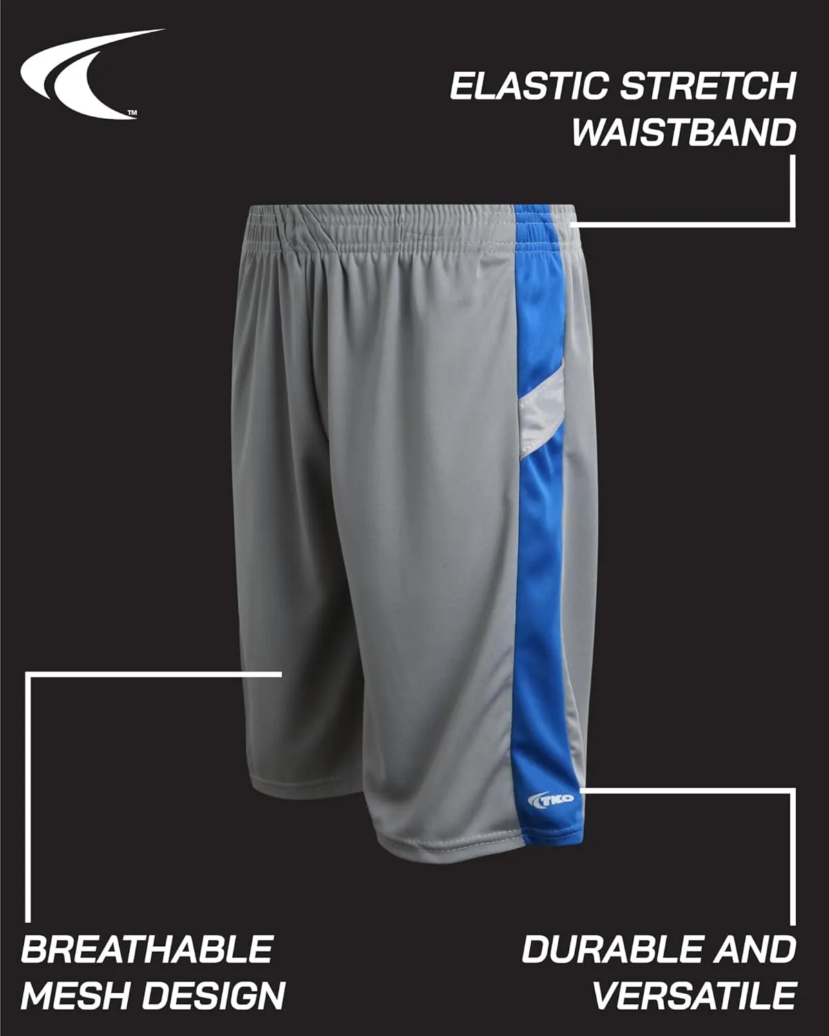 TKO Boys' 6-Pack Active Performance Mesh Basketball Shorts - Quick Dry Boys Athletic Shorts (8-16)