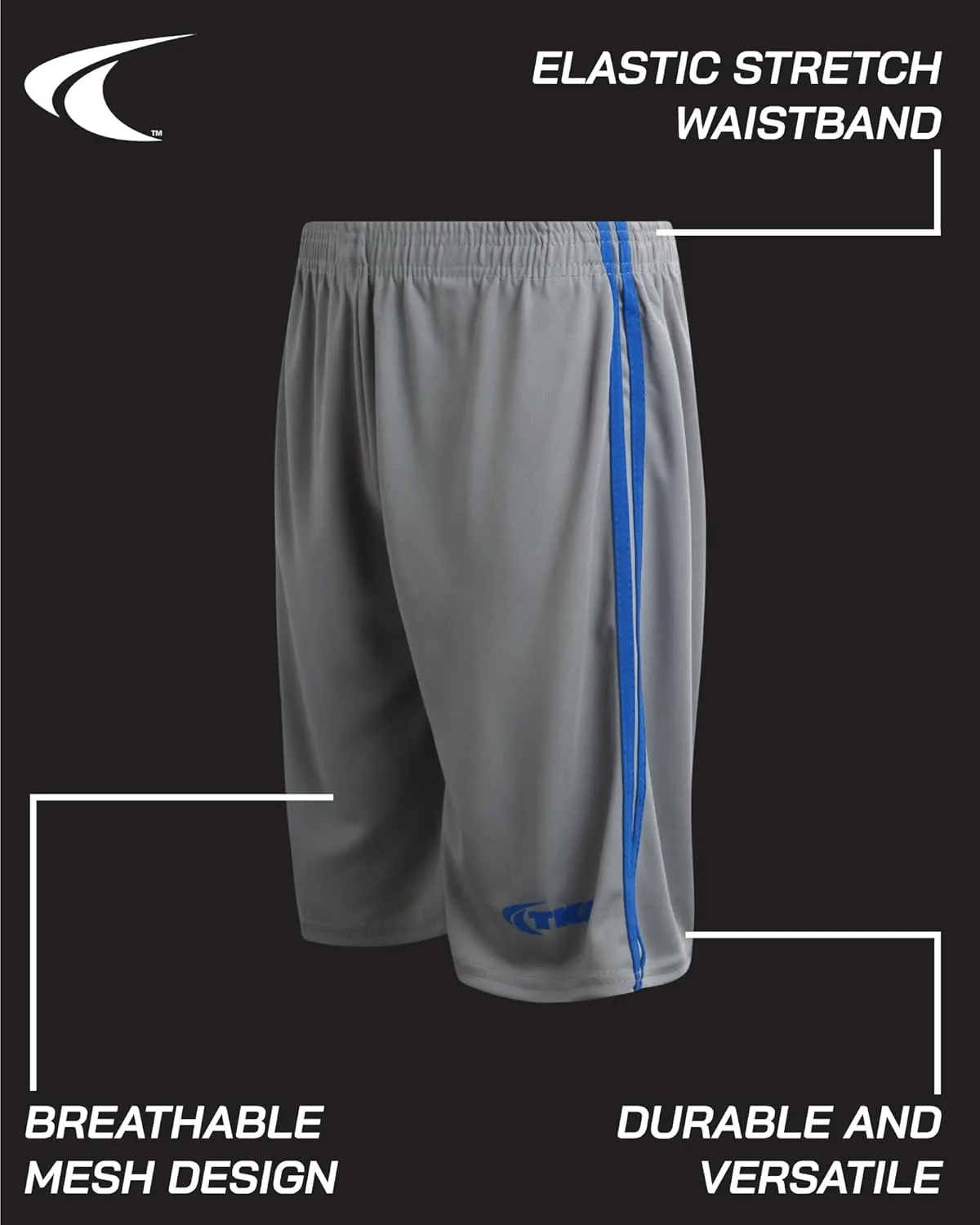 TKO Boys' 6-Pack Active Performance Mesh Basketball Shorts - Quick Dry Boys Athletic Shorts (8-16)