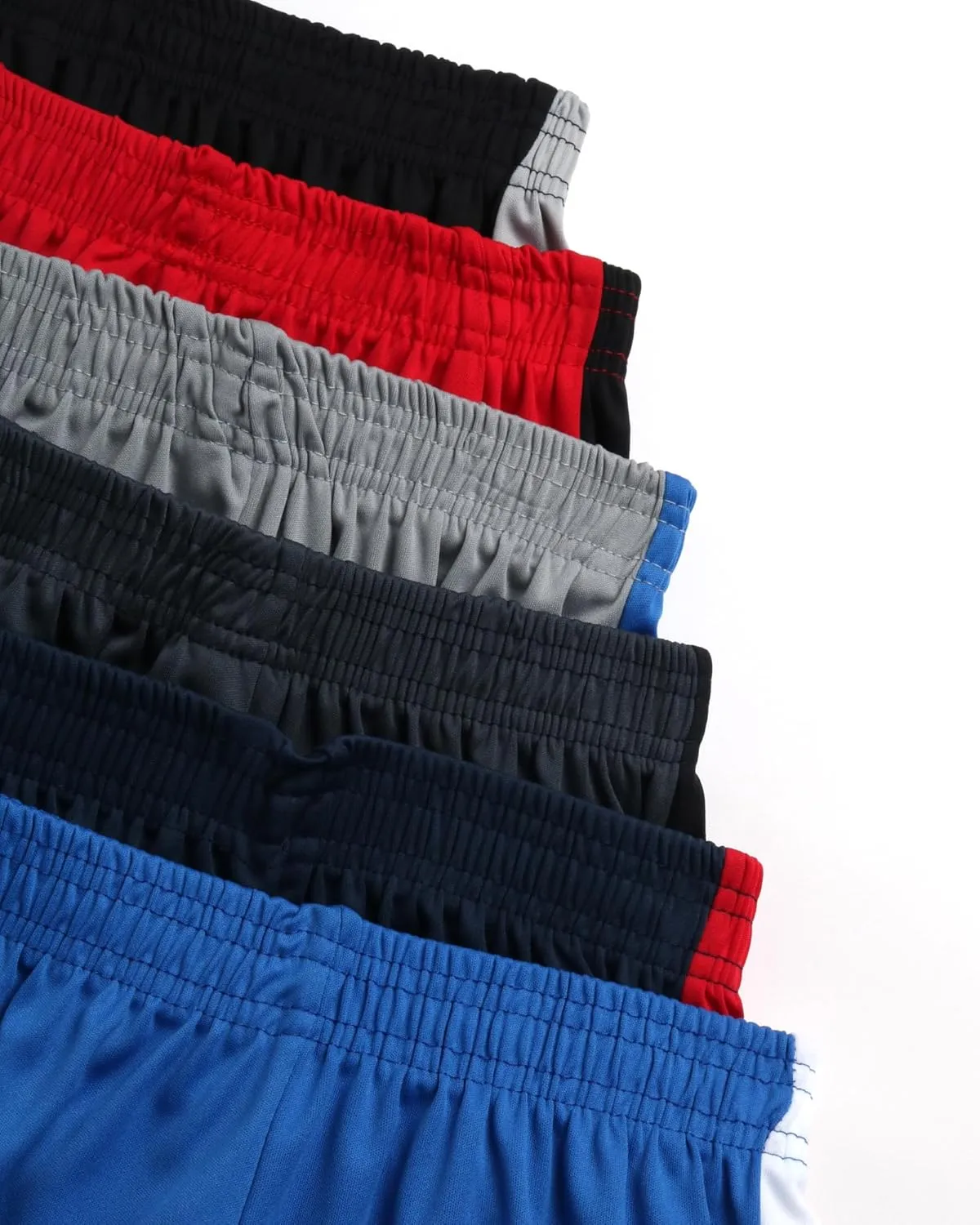 TKO Boys' 6-Pack Active Performance Mesh Basketball Shorts - Quick Dry Boys Athletic Shorts (8-16)