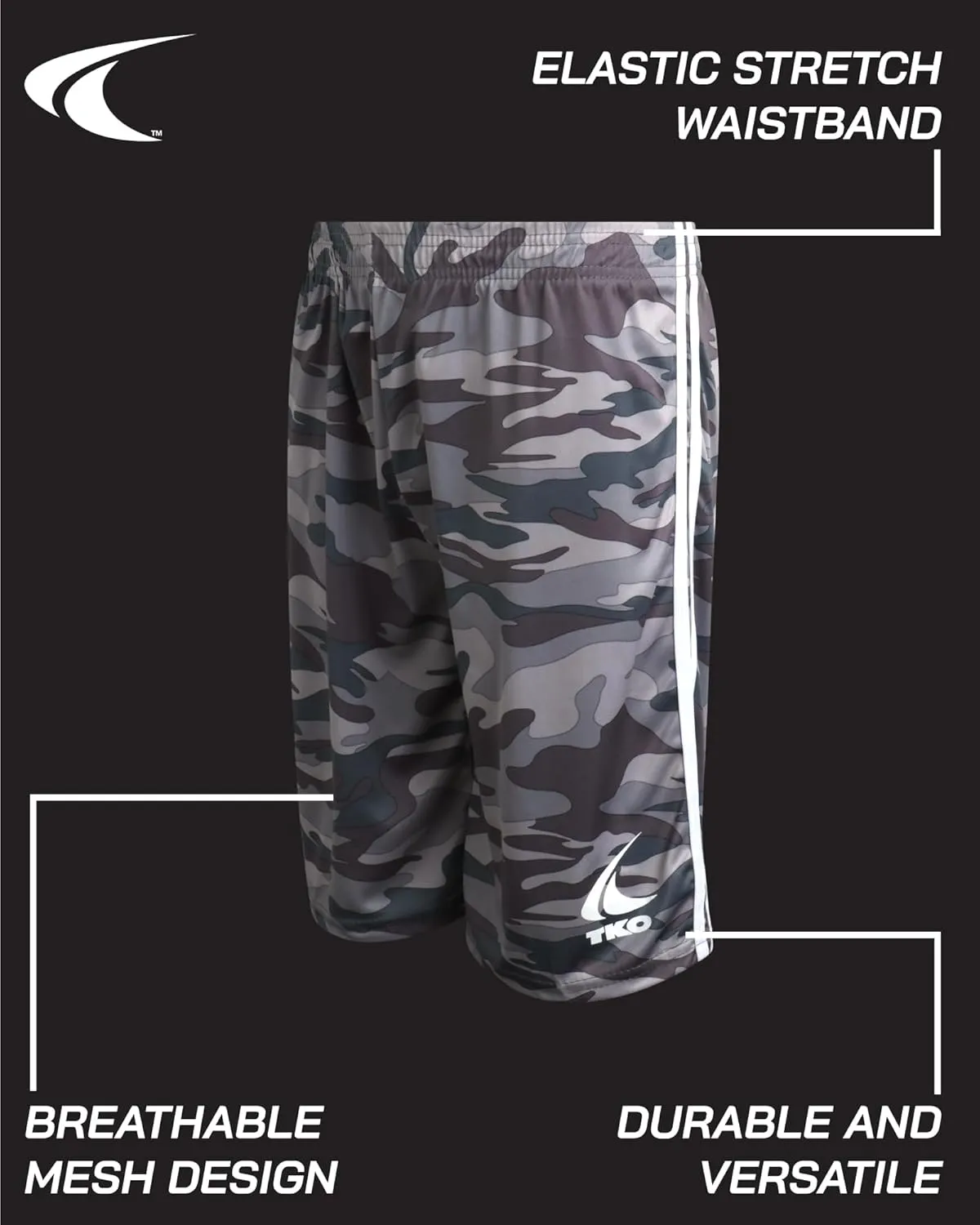 TKO Boys' 6-Pack Active Performance Mesh Basketball Shorts - Quick Dry Boys Athletic Shorts (8-16)