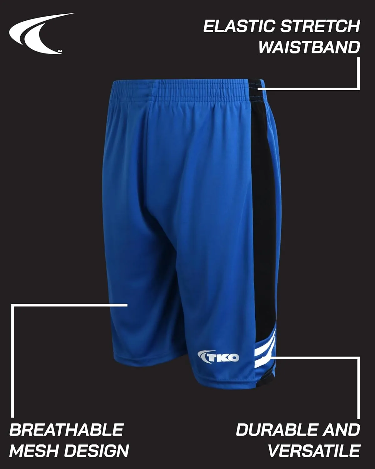 TKO Boys' 6-Pack Active Performance Mesh Basketball Shorts - Quick Dry Boys Athletic Shorts (8-16)