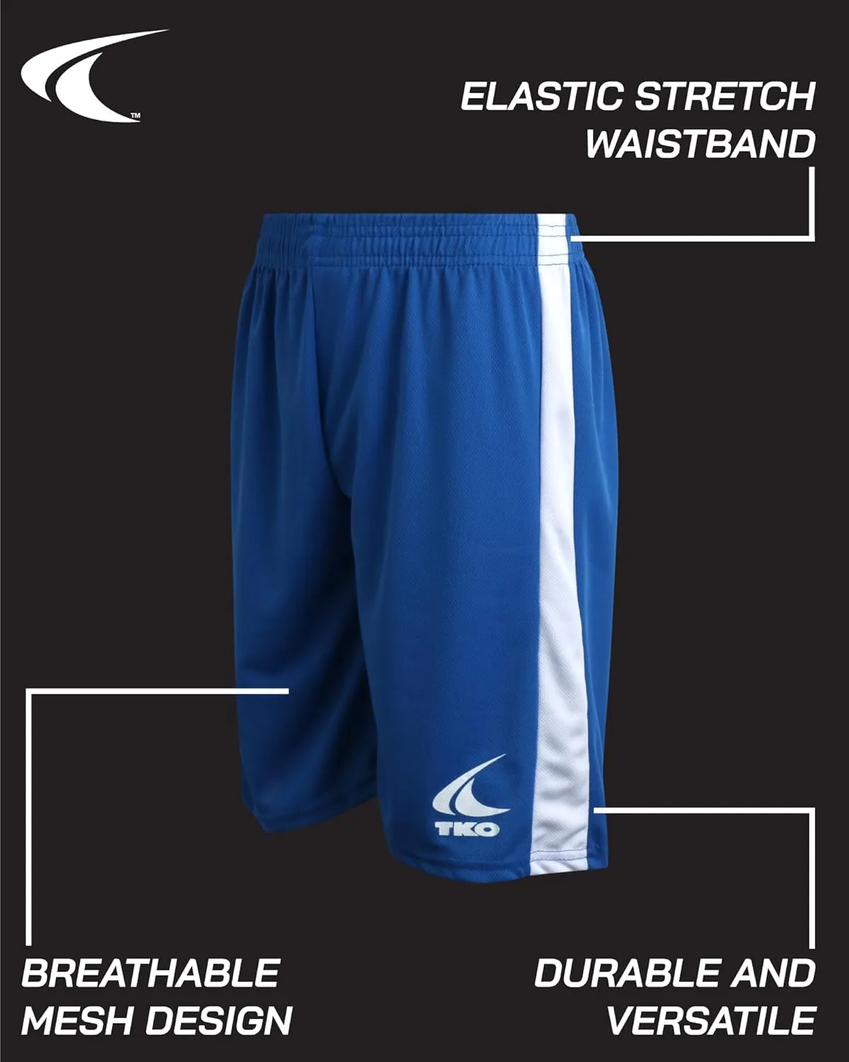 TKO Boys' 6-Pack Active Performance Mesh Basketball Shorts - Quick Dry Boys Athletic Shorts (8-16)