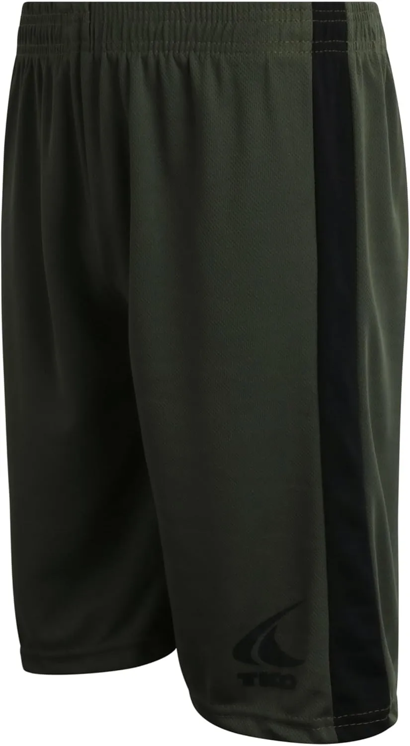 TKO Boys' 6-Pack Active Performance Mesh Basketball Shorts - Quick Dry Boys Athletic Shorts (8-16)