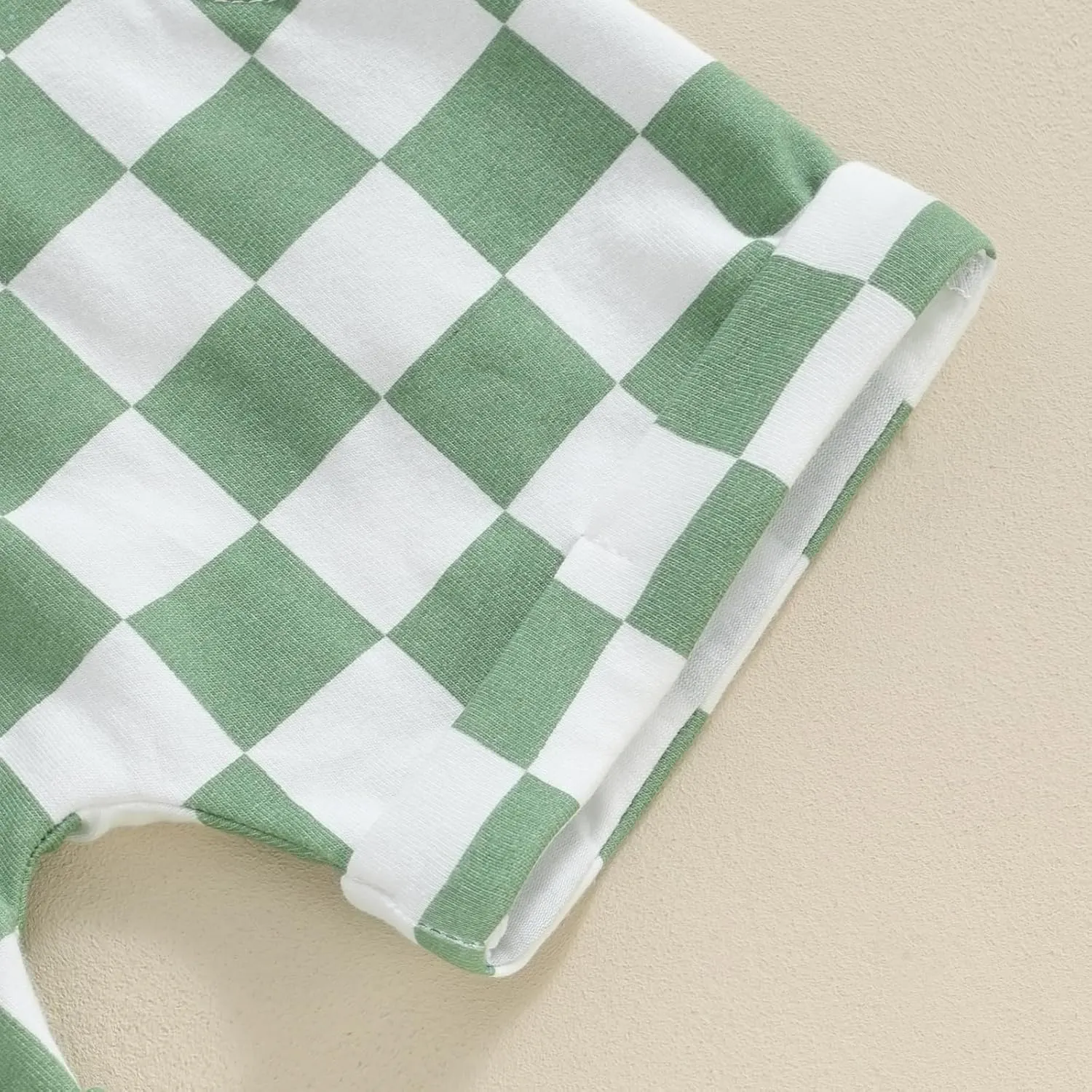Toddler Baby Boy Girl Summer Clothes Checkerboard Print Short Sleeve T-Shirt Tee Tops Rolled Shorts Infant Outfits