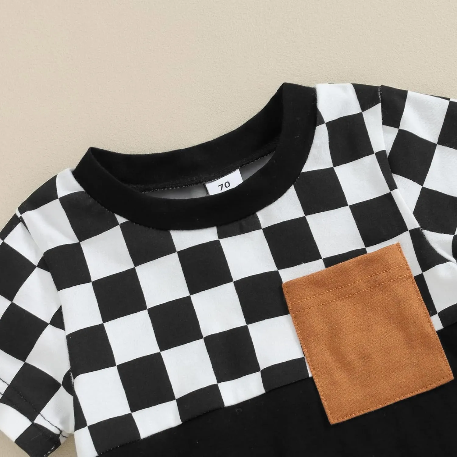 Toddler Baby Boy Girl Summer Clothes Checkerboard Print Short Sleeve T-Shirt Tee Tops Rolled Shorts Infant Outfits