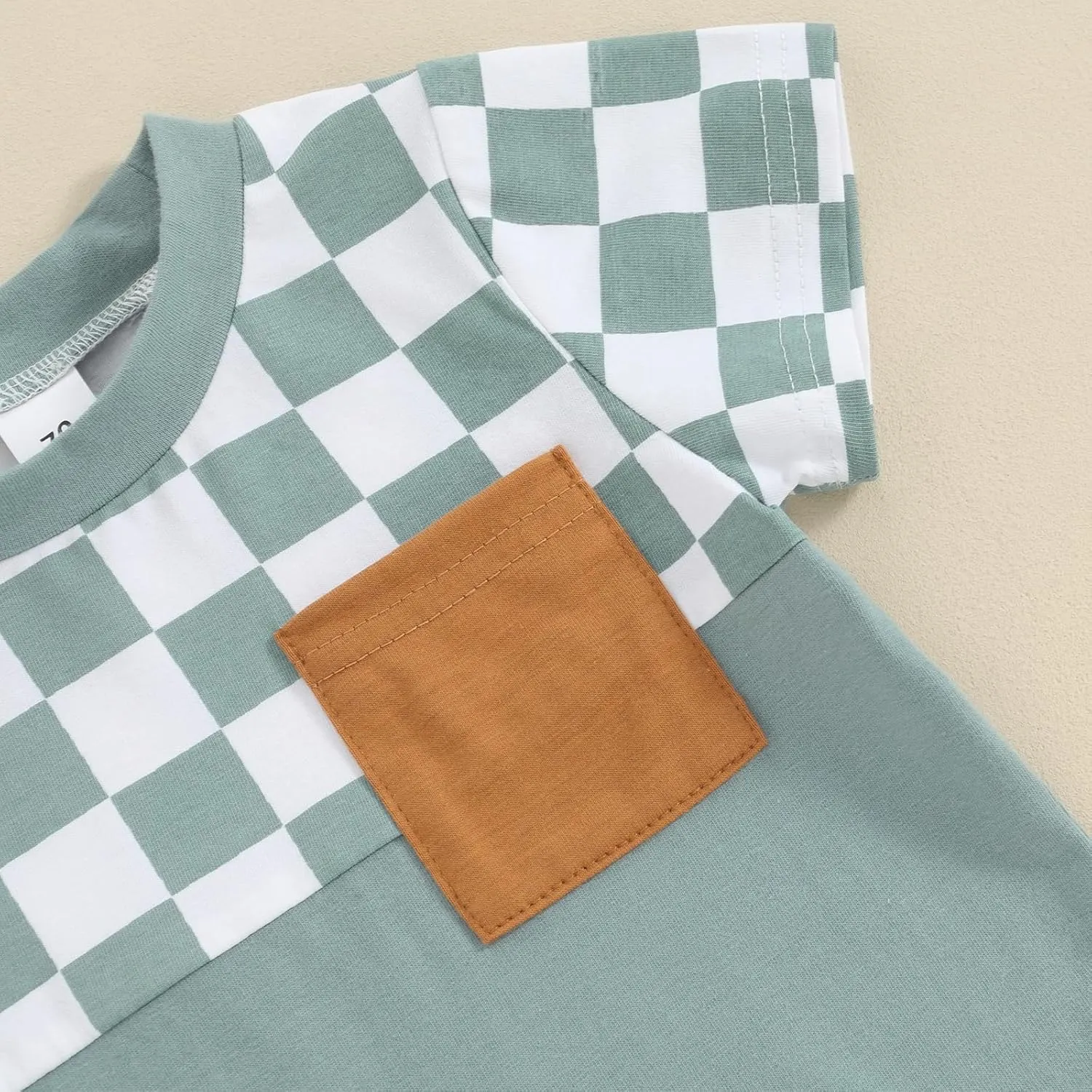 Toddler Baby Boy Girl Summer Clothes Checkerboard Print Short Sleeve T-Shirt Tee Tops Rolled Shorts Infant Outfits