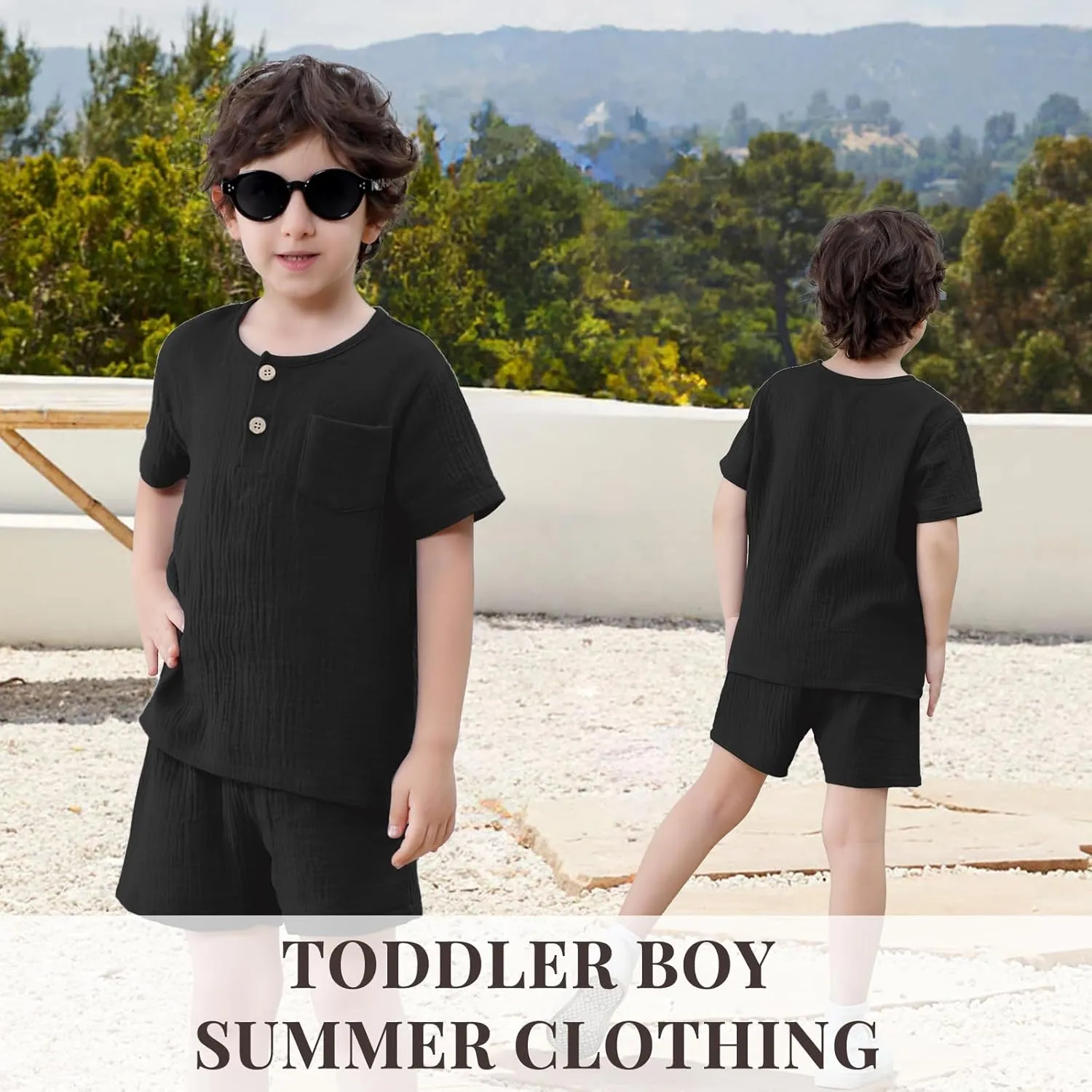 Toddler Baby Boys Outfit Cotton Linen Set Button Up Short Sleeve Shirts and Shorts Set Baby Boy Summer Clothes Outfit