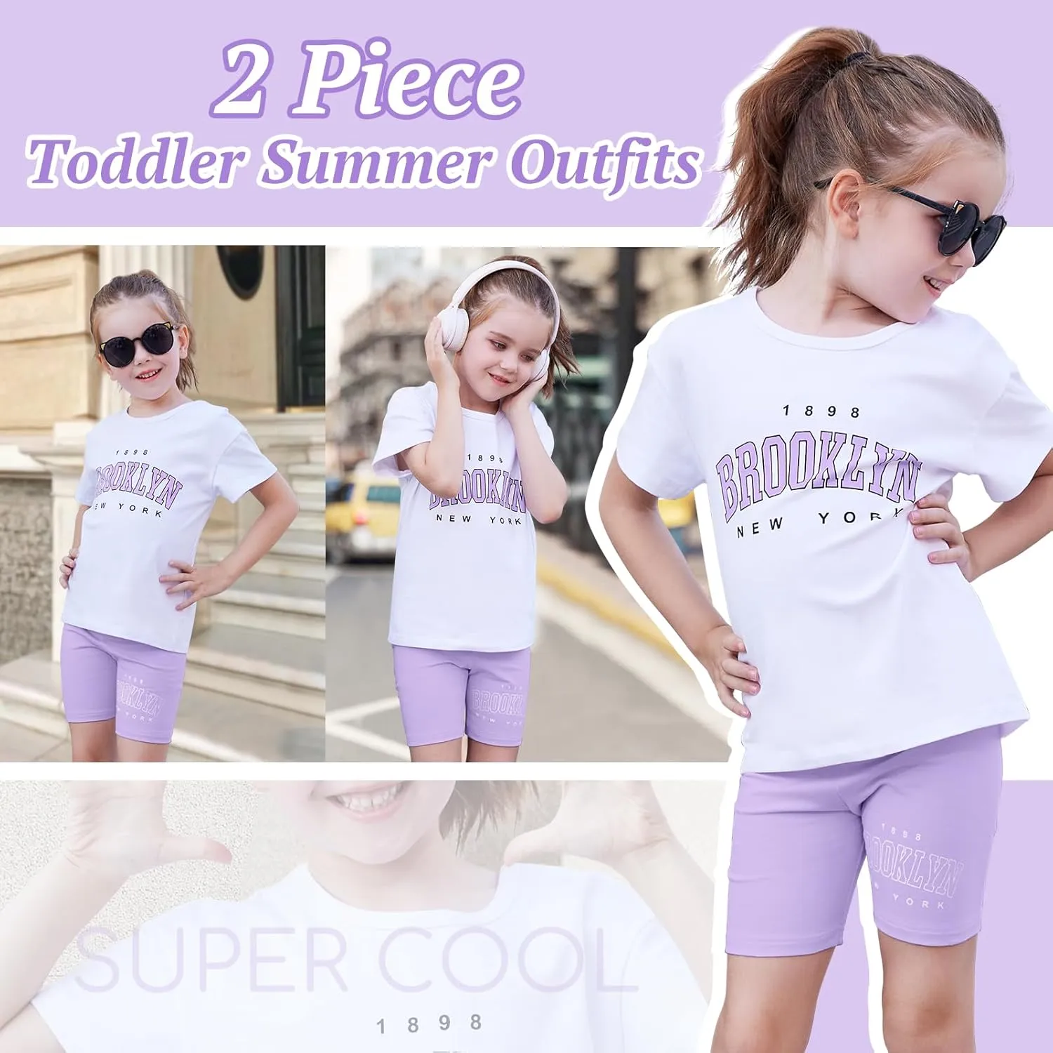 Toddler Baby Girl Clothes Summer Outfits kids Short Sleeve Graphic Tops Biker Shorts Set Little Girls Clothing