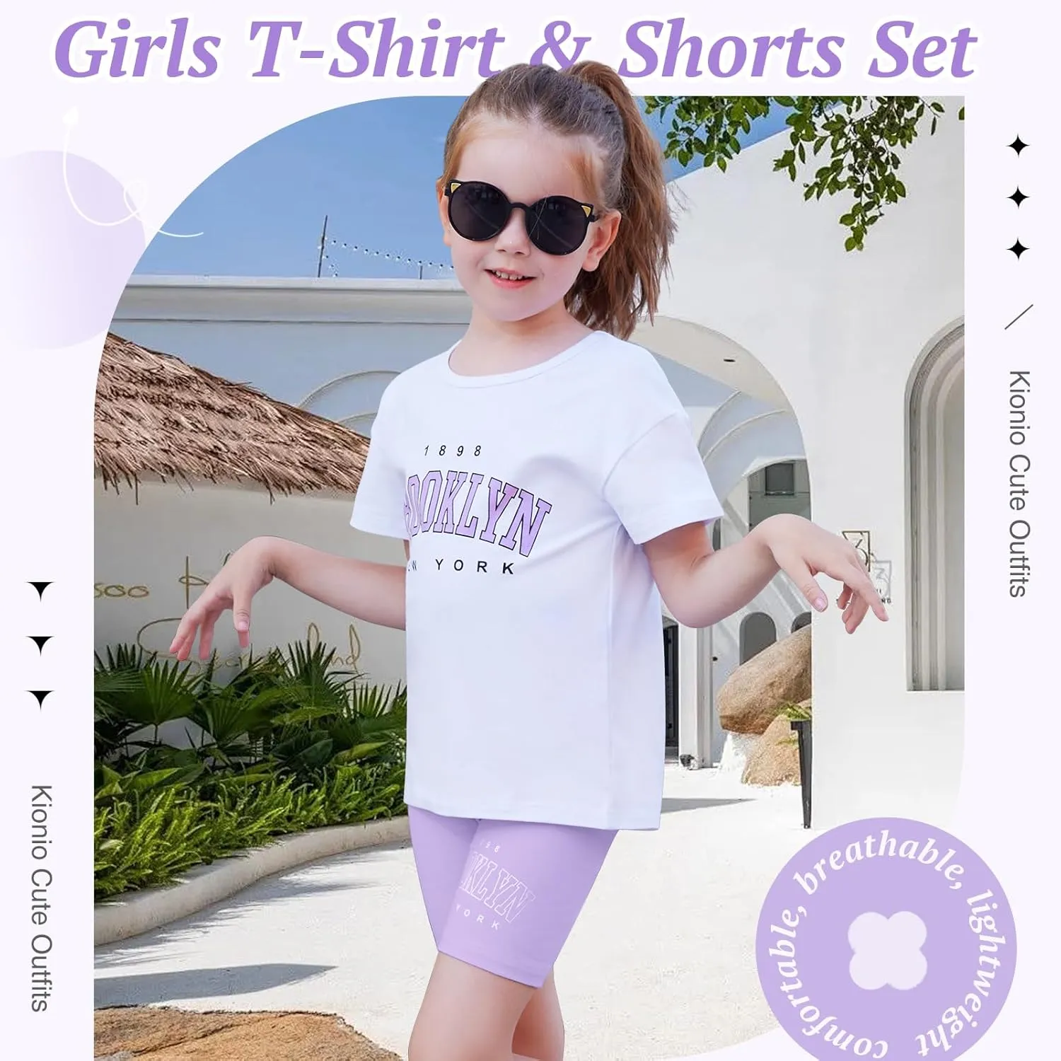 Toddler Baby Girl Clothes Summer Outfits kids Short Sleeve Graphic Tops Biker Shorts Set Little Girls Clothing