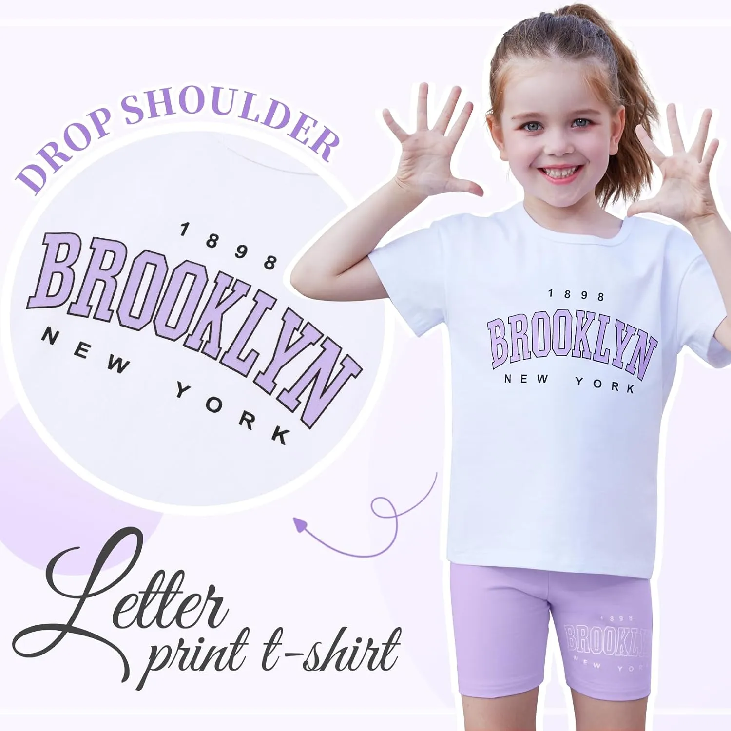 Toddler Baby Girl Clothes Summer Outfits kids Short Sleeve Graphic Tops Biker Shorts Set Little Girls Clothing