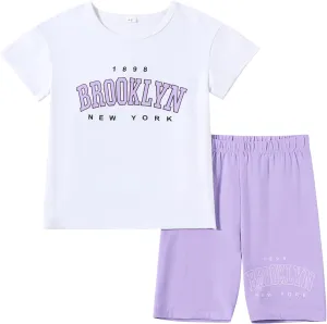 Toddler Baby Girl Clothes Summer Outfits kids Short Sleeve Graphic Tops Biker Shorts Set Little Girls Clothing