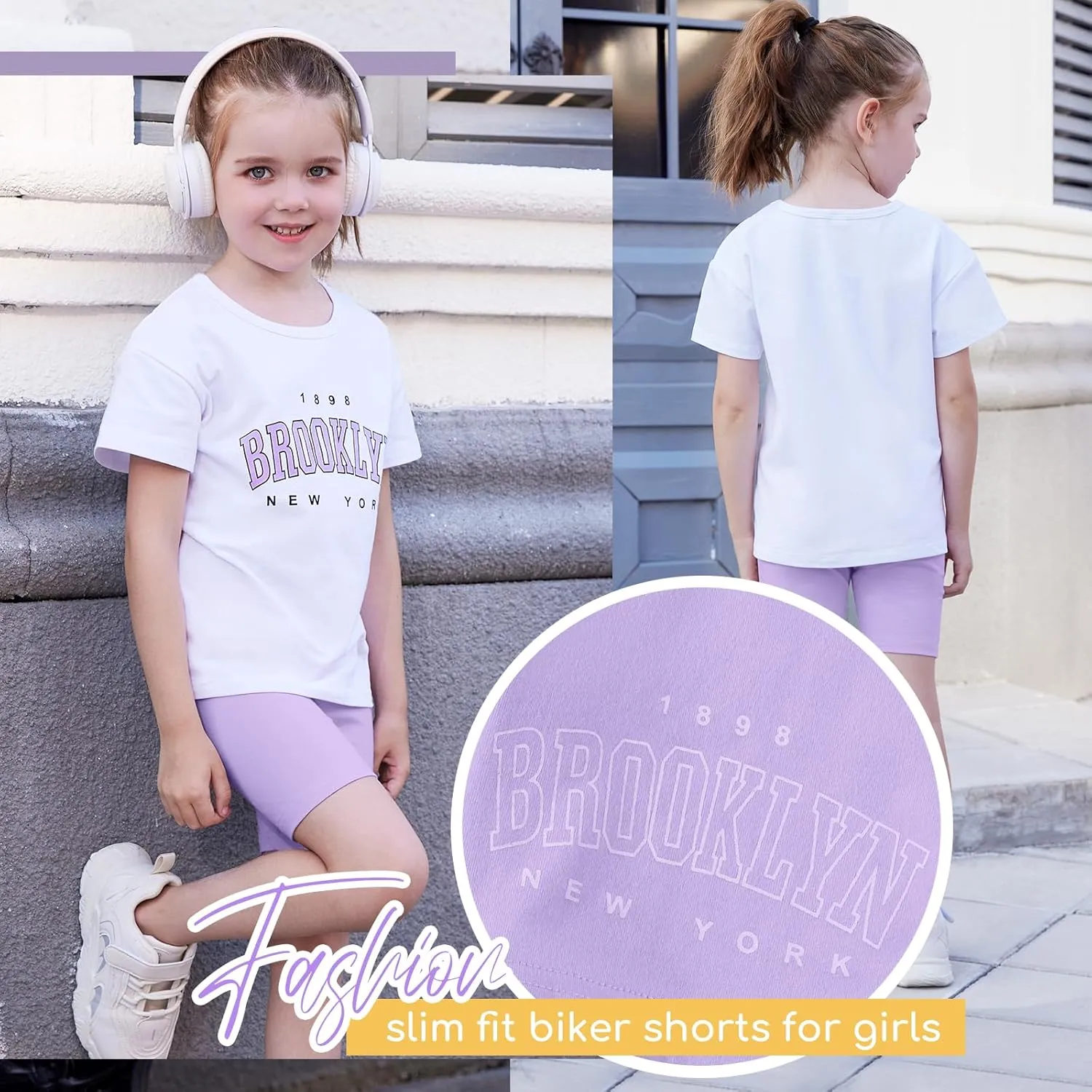 Toddler Baby Girl Clothes Summer Outfits kids Short Sleeve Graphic Tops Biker Shorts Set Little Girls Clothing