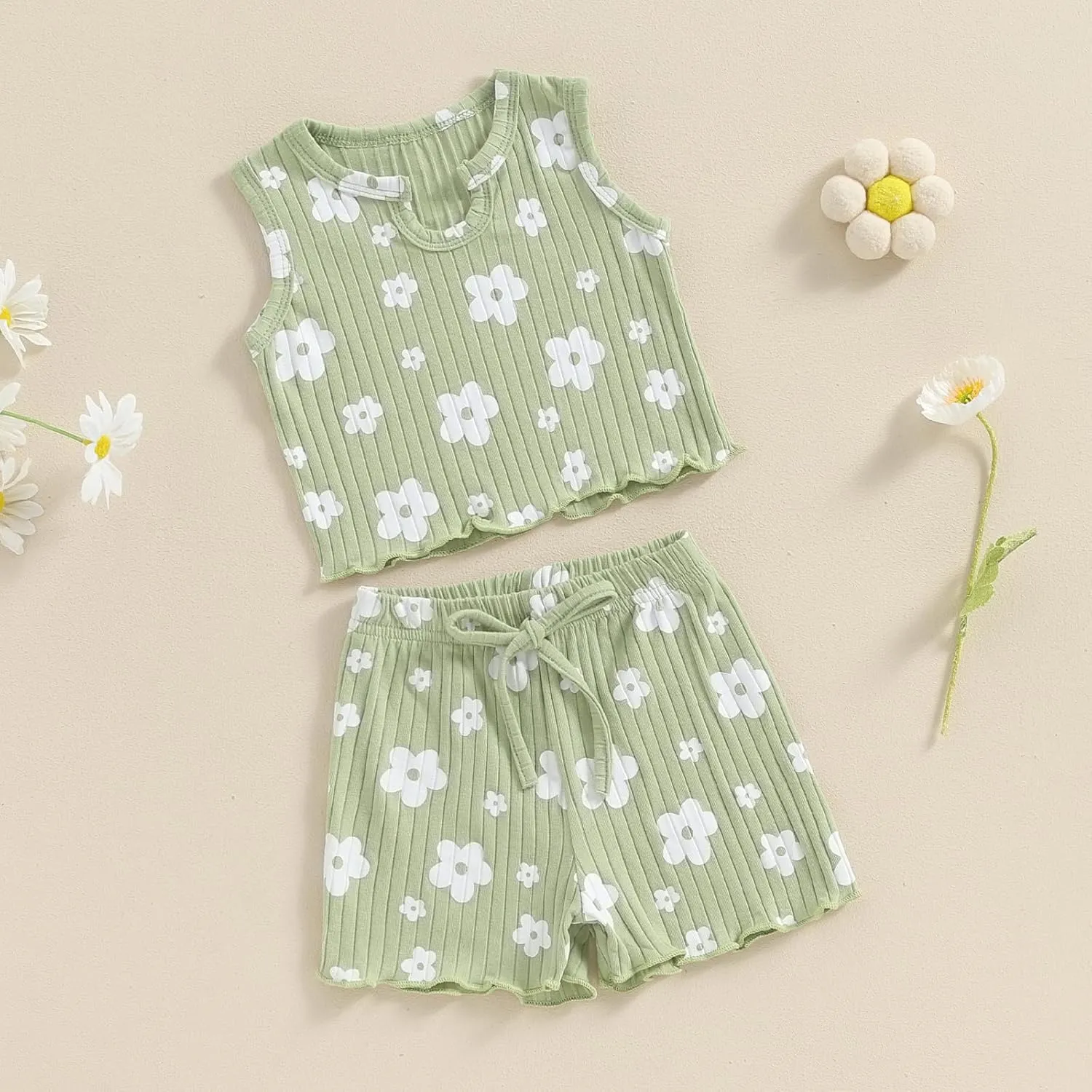 Toddler Baby Girl Summer Clothes Flower Print Tank Tops Shorts Outfit 12 18 24 Months 2T 3T 4T 5T Little Girl Clothes