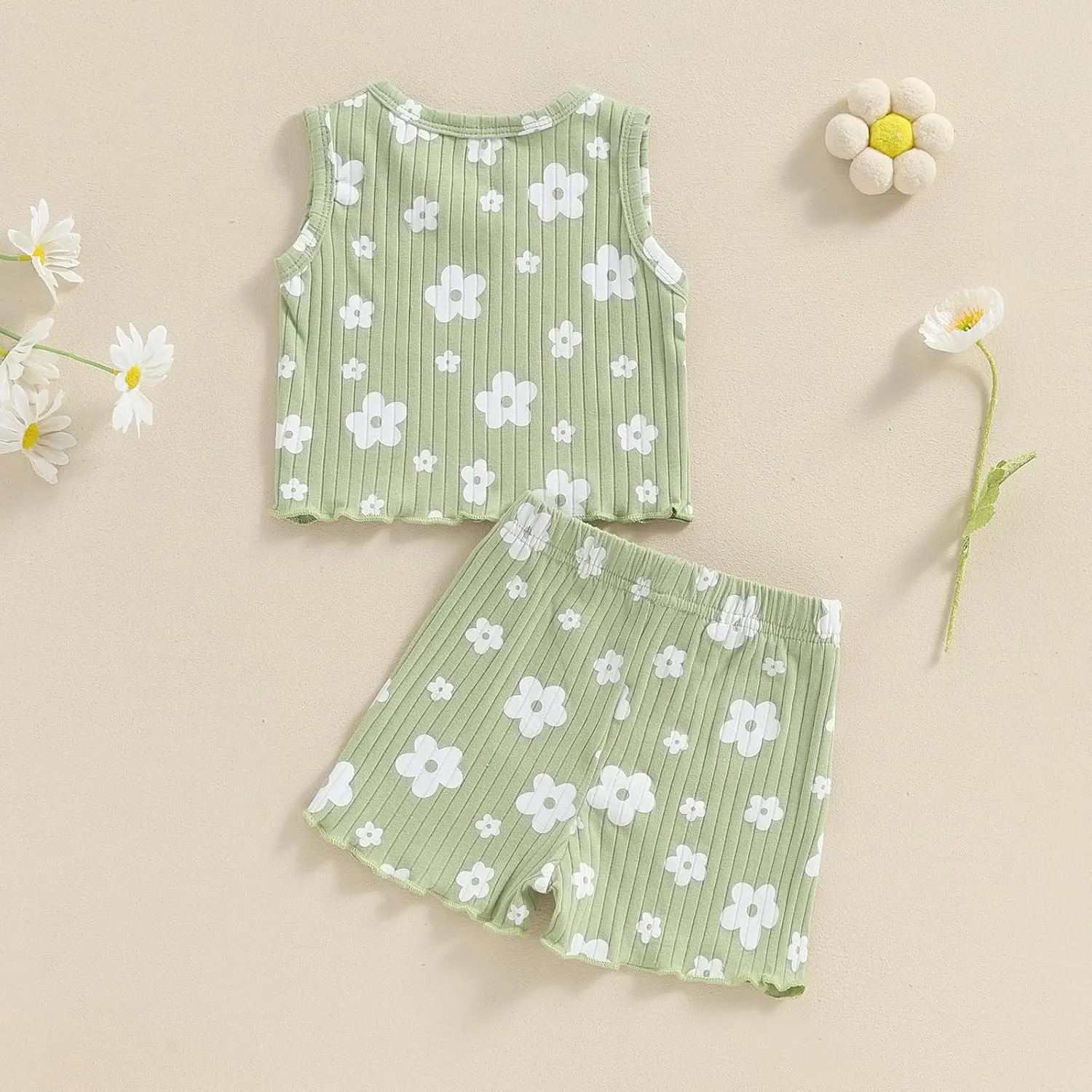 Toddler Baby Girl Summer Clothes Flower Print Tank Tops Shorts Outfit 12 18 24 Months 2T 3T 4T 5T Little Girl Clothes