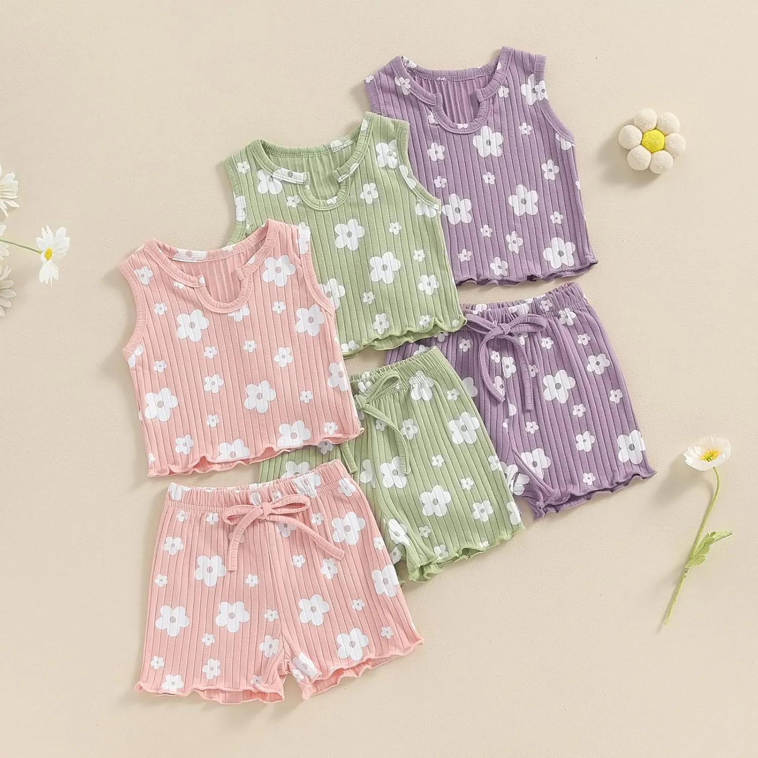 Toddler Baby Girl Summer Clothes Flower Print Tank Tops Shorts Outfit 12 18 24 Months 2T 3T 4T 5T Little Girl Clothes