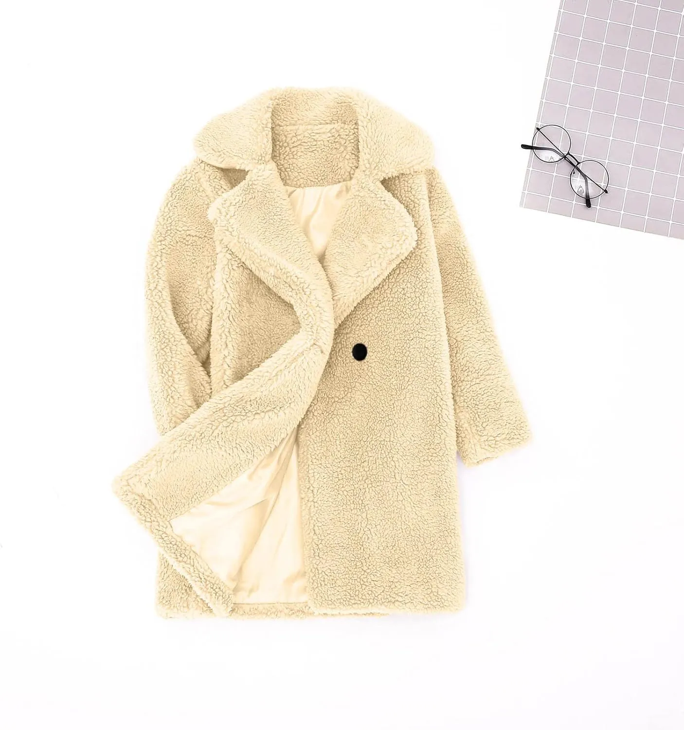 Toddler Baby Girls fleece Coats Fleece Fuzzy Trench Coat Collar Open Front Teddy Long Winter Warm Fl𝐮ffy Outwear