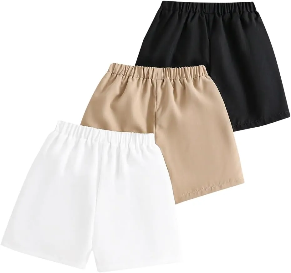 Toddler Boy Clothes - Letter Patched Detail Boy Shorts - 3 Piece Little Boys Summer Short Pants Sets
