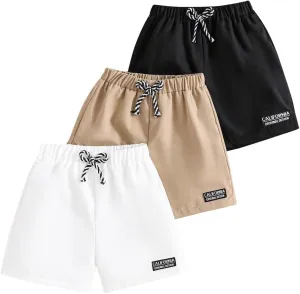 Toddler Boy Clothes - Letter Patched Detail Boy Shorts - 3 Piece Little Boys Summer Short Pants Sets