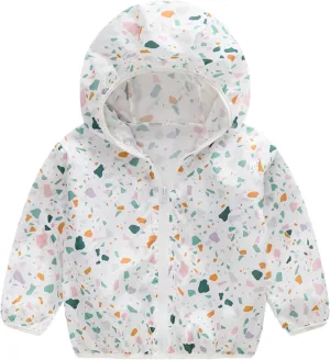Toddler Boy Girl Jacket Summer Sun Pr𝗼tection Outwear Coat Unisex Hooded Trench Lightweight Windbreaker