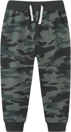 Toddler Boys Cotton Camouflage Sweatpants Kids Sports Athletic Jogger Pants Elastic Waist with Pockets