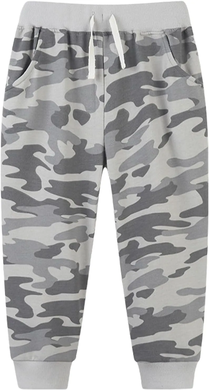 Toddler Boys Cotton Camouflage Sweatpants Kids Sports Athletic Jogger Pants Elastic Waist with Pockets