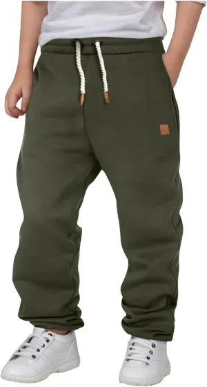 Toddler Boys Cotton Sweatpants Kids Solid Color Joggers Pants with Pocket Drawstring for Kids Casual Sports Pants