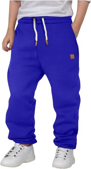 Toddler Boys Cotton Sweatpants Kids Solid Color Joggers Pants with Pocket Drawstring for Kids Casual Sports Pants