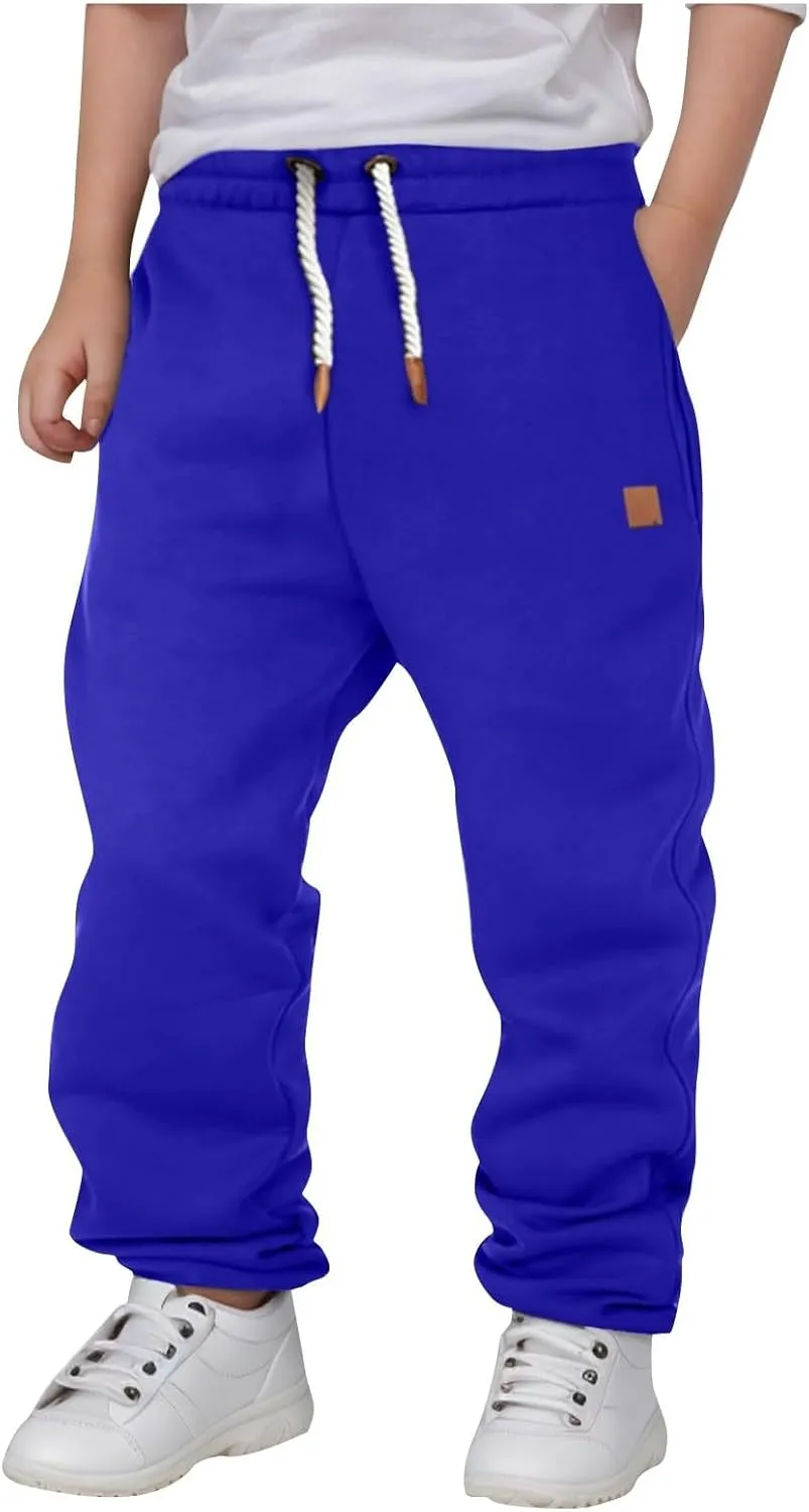 Toddler Boys Cotton Sweatpants Kids Solid Color Joggers Pants with Pocket Drawstring for Kids Casual Sports Pants