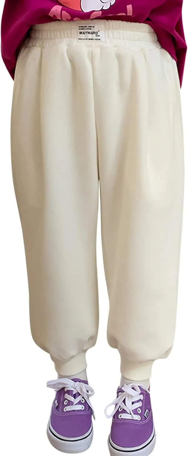 Toddler Boys Girls Fleece Pants Baby Pull-On Pants Winter Warm Sherp𝐚 Lined Sweatpants Jogger Kids Harem Pants