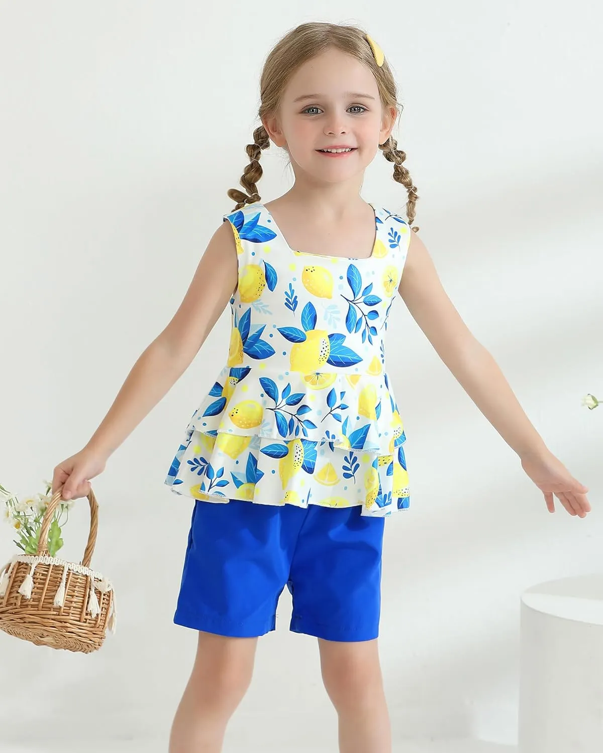 Toddler Girl Clothes Summer Outfits, Sleeveless Ruffle Hem Tank Top   Shorts 2Pcs Cute Baby Girls Clothing Set 1-5T
